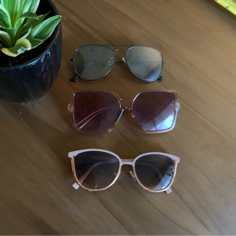 Stylish Women's Sunglasses Set - Black, Brown, Pink